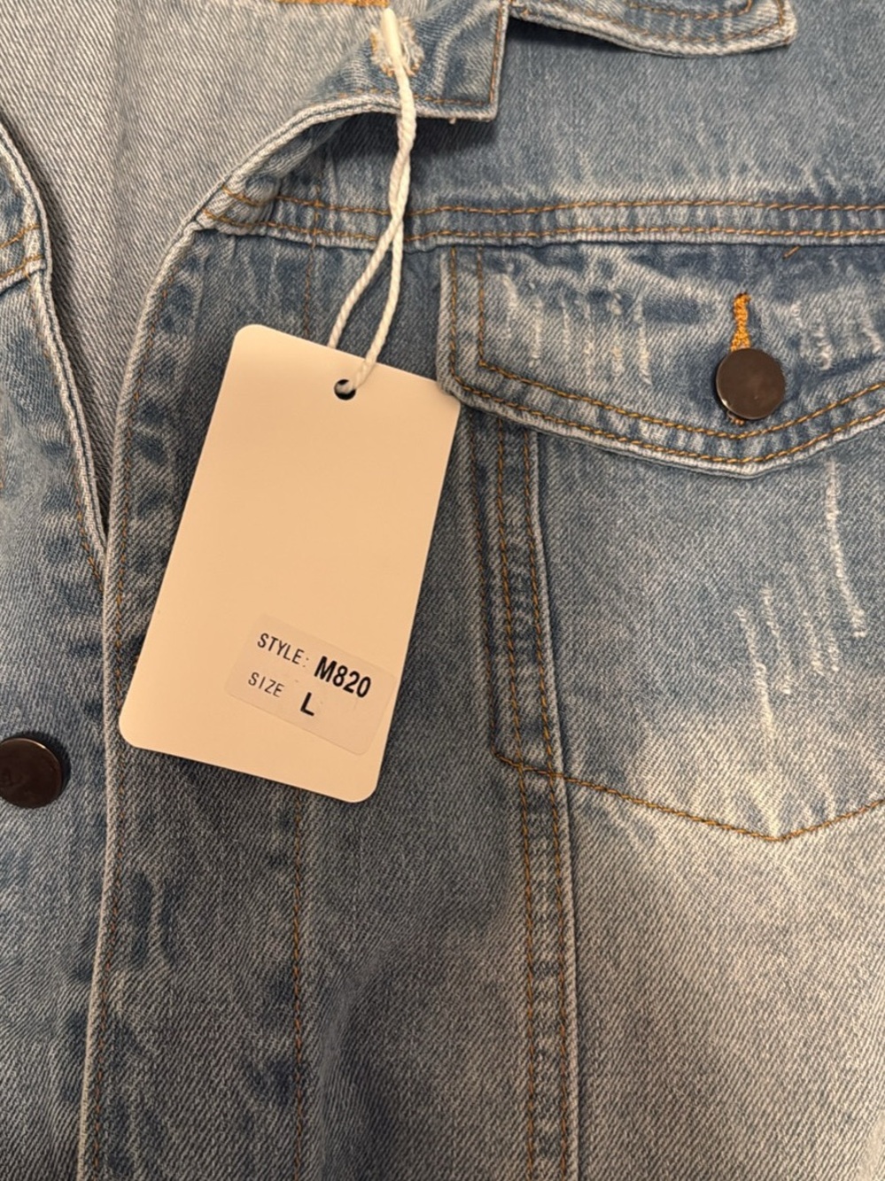 Light Wash Distressed Denim Jacket - Picture 2 of 9